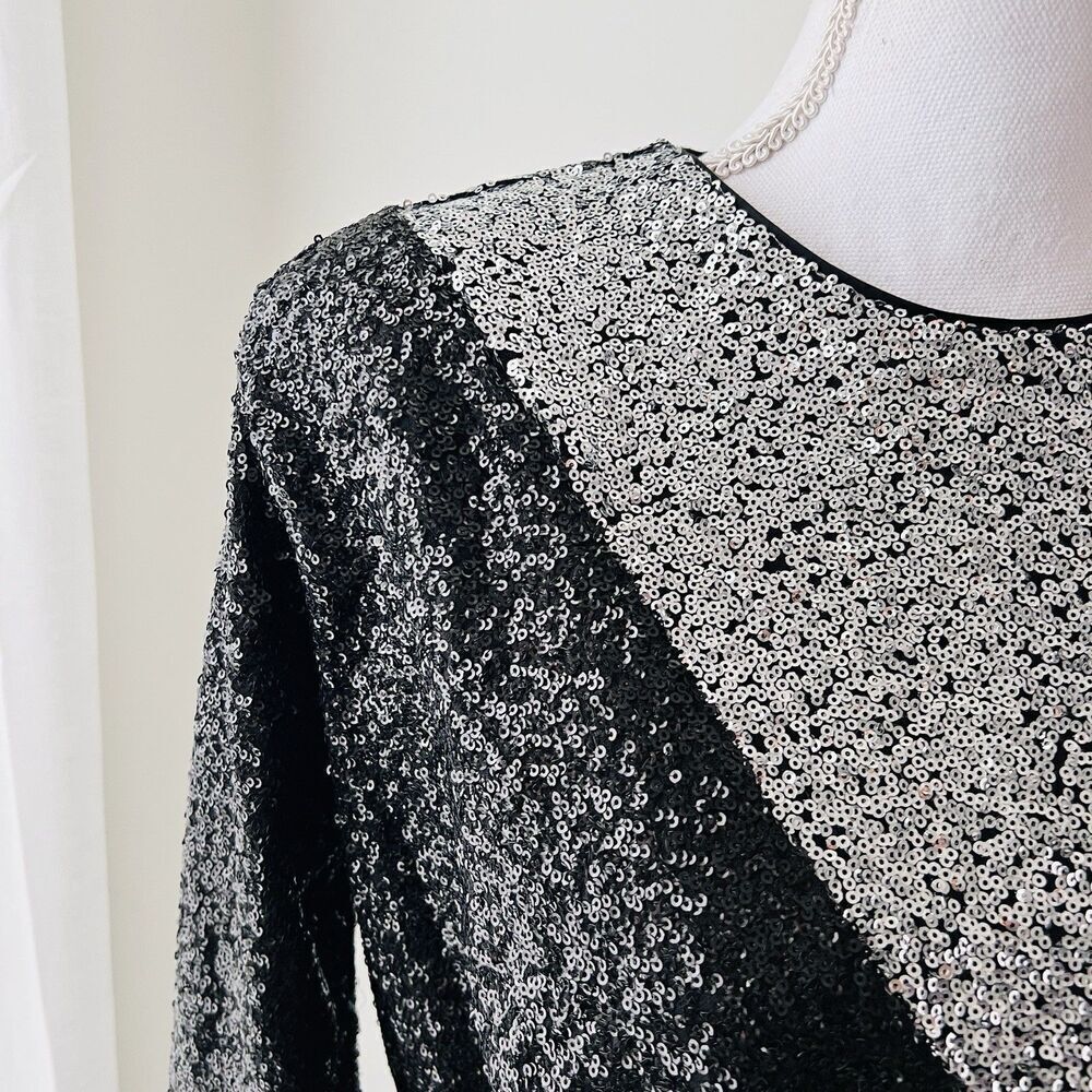 Express Black & Gray Metallic Shimmery Party Dress Bodycon Glamorous Size Small - Picture 2 of 10